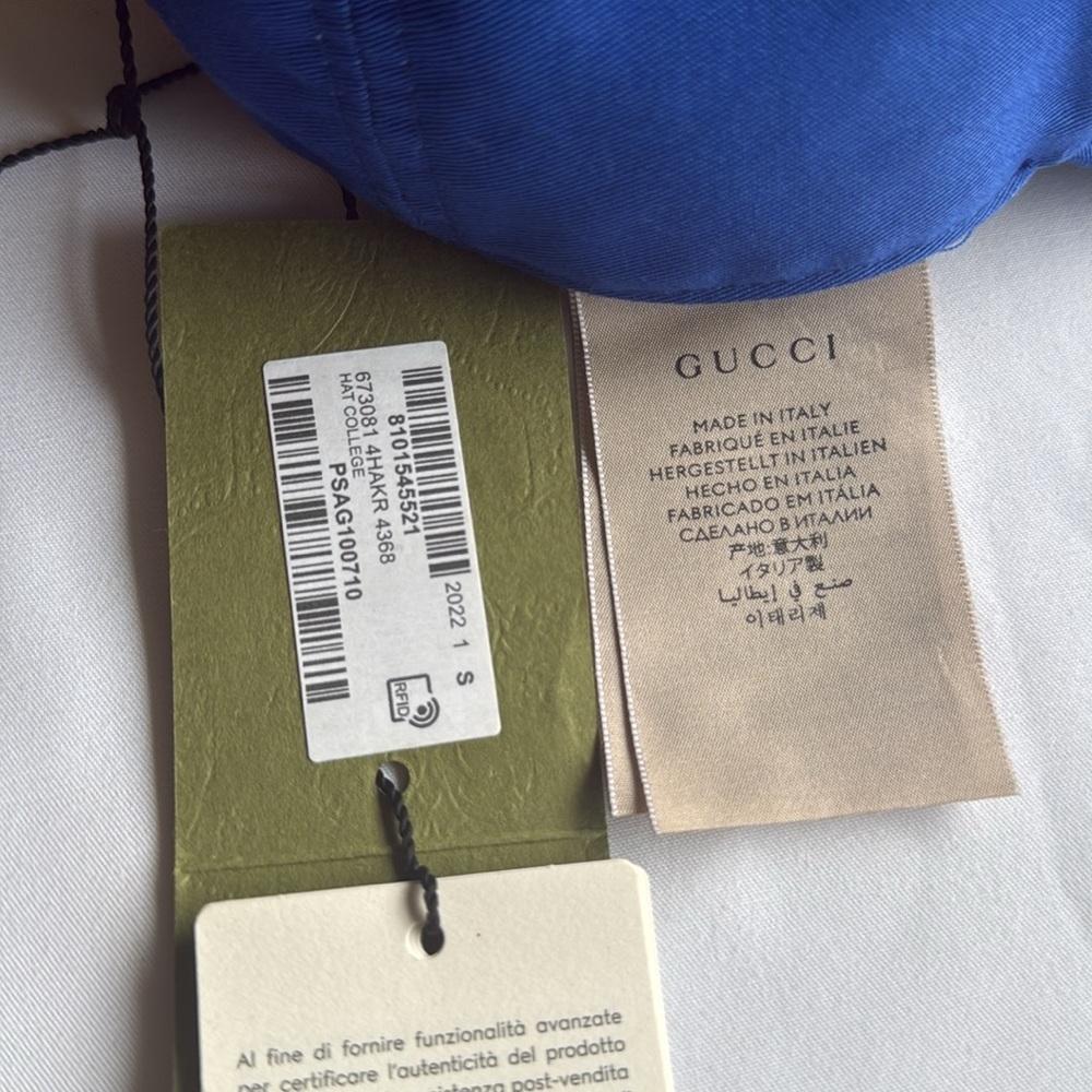 NWT Gucci 100 Anniversary Interlocking G Blue Baseball Cap Hat Made in Italy 673 - Picture 5 of 6